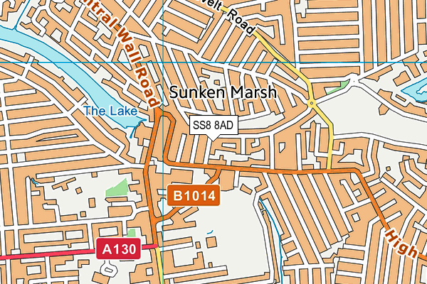 SS8 8AD map - OS VectorMap District (Ordnance Survey)