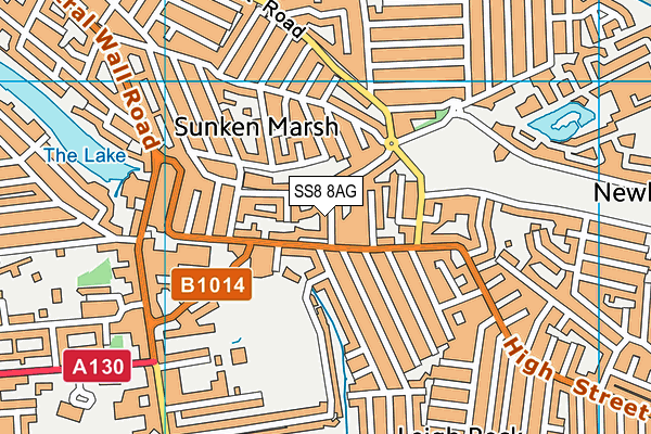 SS8 8AG map - OS VectorMap District (Ordnance Survey)