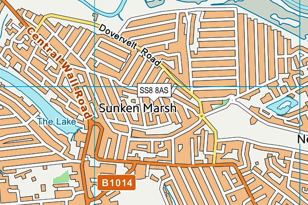 SS8 8AS map - OS VectorMap District (Ordnance Survey)