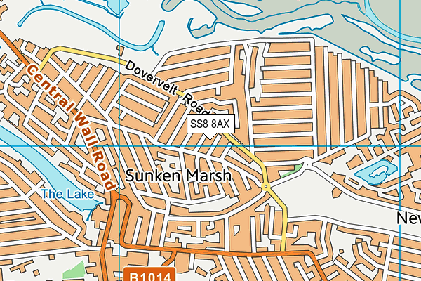 SS8 8AX map - OS VectorMap District (Ordnance Survey)