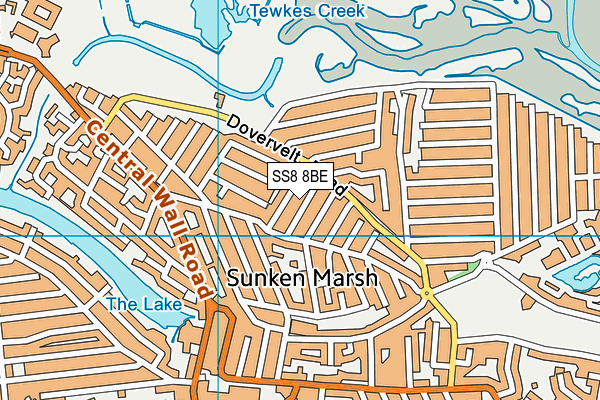 SS8 8BE map - OS VectorMap District (Ordnance Survey)