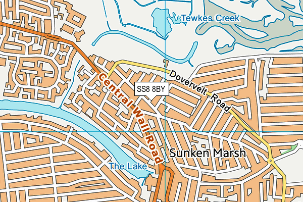 SS8 8BY map - OS VectorMap District (Ordnance Survey)