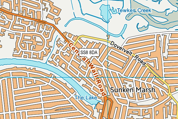 SS8 8DA map - OS VectorMap District (Ordnance Survey)