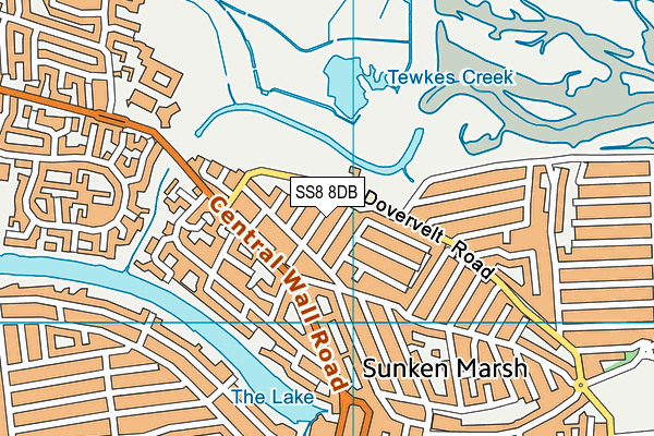 SS8 8DB map - OS VectorMap District (Ordnance Survey)