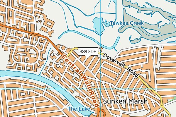 SS8 8DE map - OS VectorMap District (Ordnance Survey)