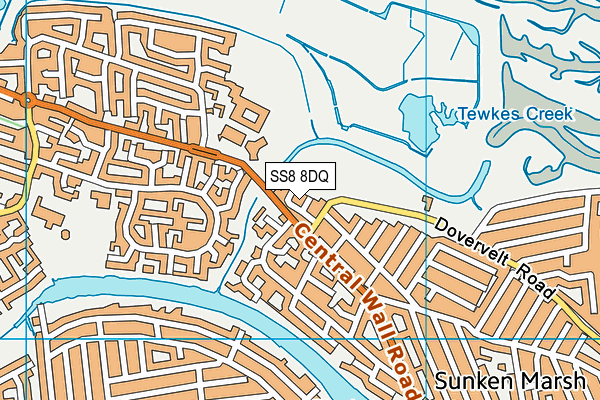 SS8 8DQ map - OS VectorMap District (Ordnance Survey)