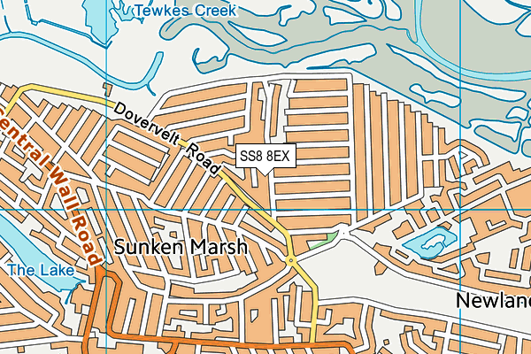 SS8 8EX map - OS VectorMap District (Ordnance Survey)