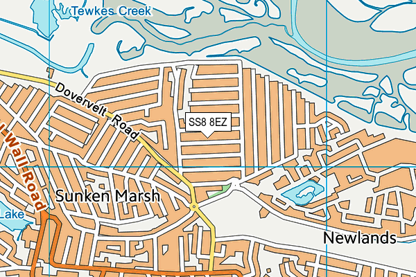 SS8 8EZ map - OS VectorMap District (Ordnance Survey)