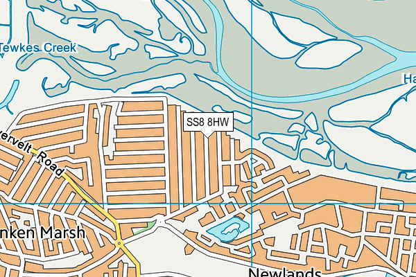 SS8 8HW map - OS VectorMap District (Ordnance Survey)