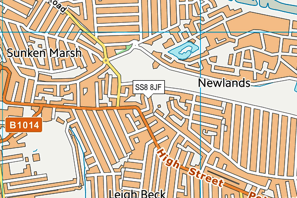 SS8 8JF map - OS VectorMap District (Ordnance Survey)