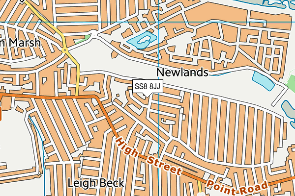 SS8 8JJ map - OS VectorMap District (Ordnance Survey)