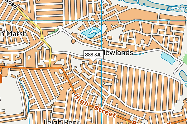 SS8 8JL map - OS VectorMap District (Ordnance Survey)