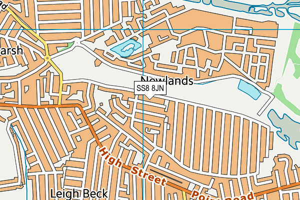 SS8 8JN map - OS VectorMap District (Ordnance Survey)