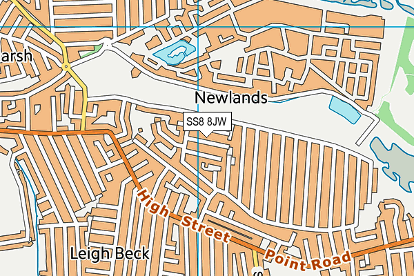 SS8 8JW map - OS VectorMap District (Ordnance Survey)