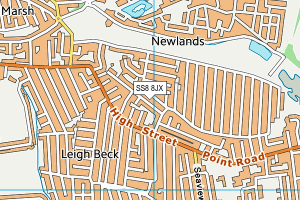 SS8 8JX map - OS VectorMap District (Ordnance Survey)