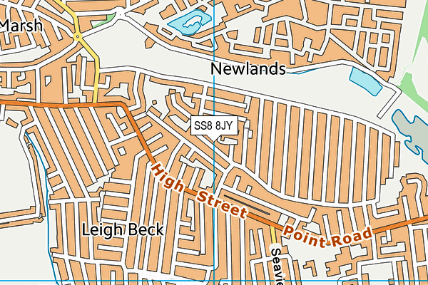 SS8 8JY map - OS VectorMap District (Ordnance Survey)