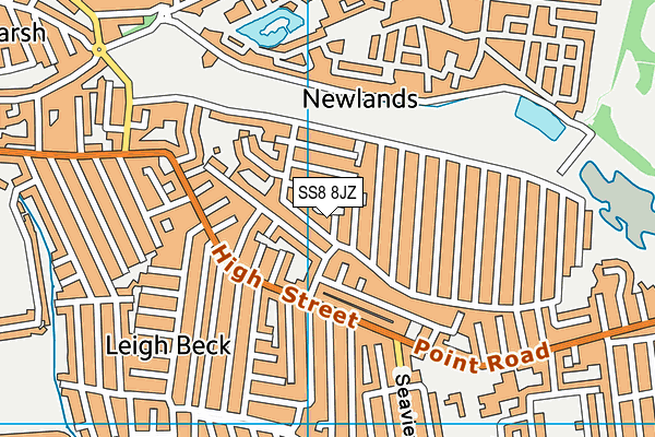 SS8 8JZ map - OS VectorMap District (Ordnance Survey)