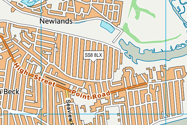 SS8 8LX map - OS VectorMap District (Ordnance Survey)