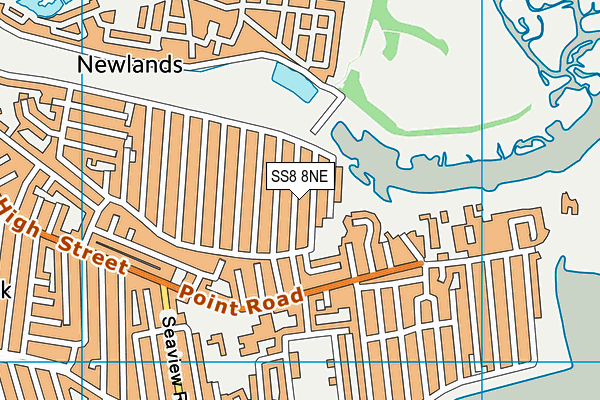 SS8 8NE map - OS VectorMap District (Ordnance Survey)