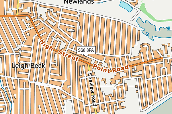 SS8 8PA map - OS VectorMap District (Ordnance Survey)