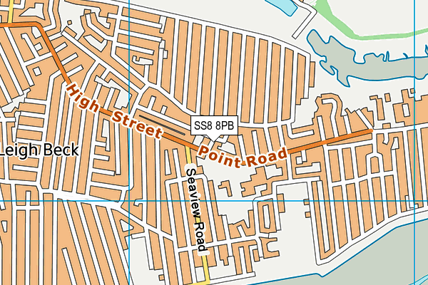 SS8 8PB map - OS VectorMap District (Ordnance Survey)