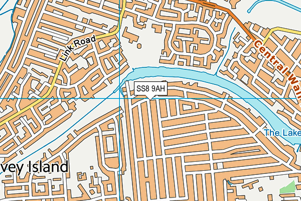 SS8 9AH map - OS VectorMap District (Ordnance Survey)