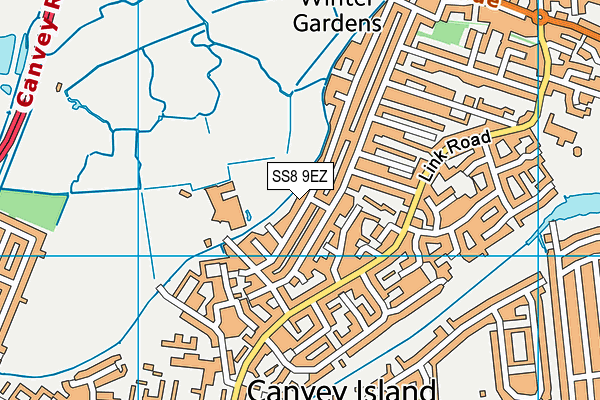 SS8 9EZ map - OS VectorMap District (Ordnance Survey)