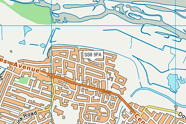 SS8 9FA map - OS VectorMap District (Ordnance Survey)