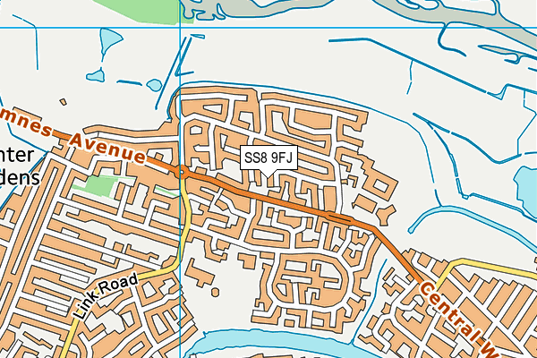 SS8 9FJ map - OS VectorMap District (Ordnance Survey)