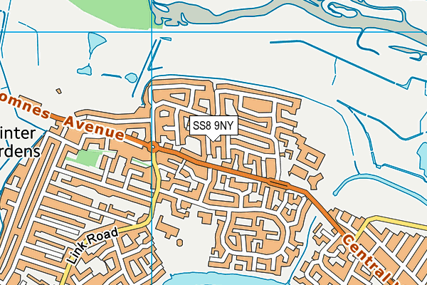 SS8 9NY map - OS VectorMap District (Ordnance Survey)