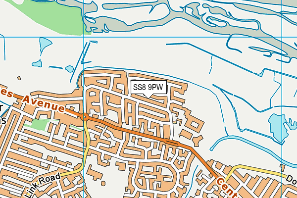 SS8 9PW map - OS VectorMap District (Ordnance Survey)