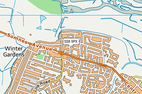 SS8 9PX map - OS VectorMap District (Ordnance Survey)