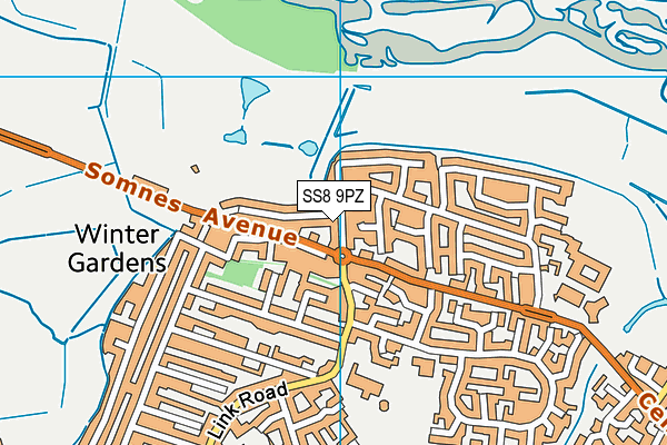 SS8 9PZ map - OS VectorMap District (Ordnance Survey)