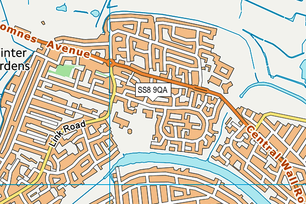 SS8 9QA map - OS VectorMap District (Ordnance Survey)