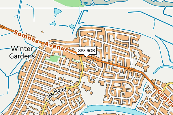 SS8 9QB map - OS VectorMap District (Ordnance Survey)