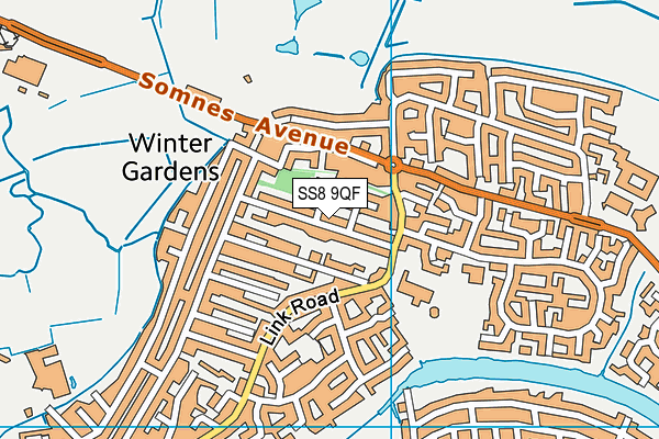 SS8 9QF map - OS VectorMap District (Ordnance Survey)