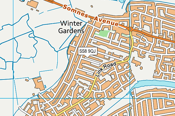 SS8 9QJ map - OS VectorMap District (Ordnance Survey)
