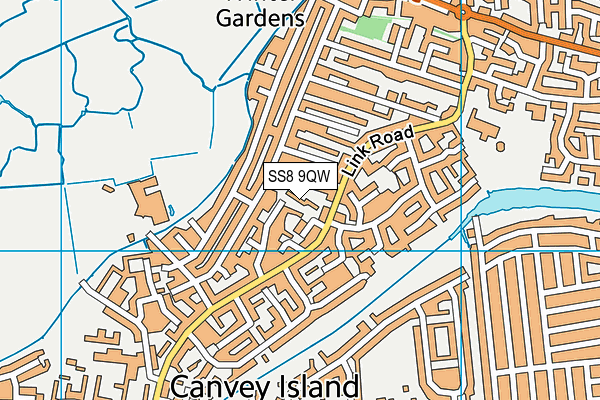 SS8 9QW map - OS VectorMap District (Ordnance Survey)
