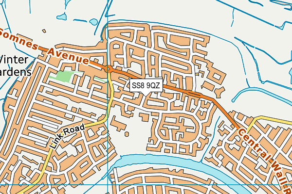 SS8 9QZ map - OS VectorMap District (Ordnance Survey)