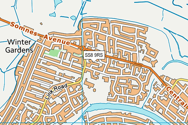 SS8 9RS map - OS VectorMap District (Ordnance Survey)