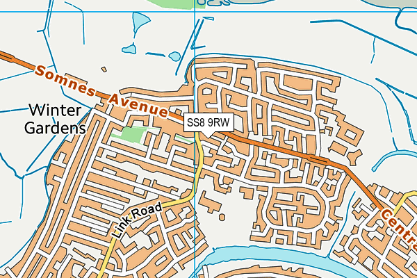 SS8 9RW map - OS VectorMap District (Ordnance Survey)