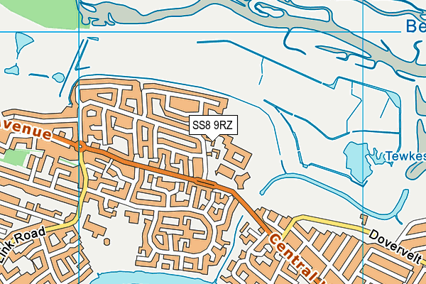 SS8 9RZ map - OS VectorMap District (Ordnance Survey)