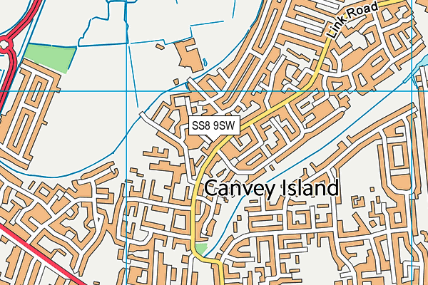 SS8 9SW map - OS VectorMap District (Ordnance Survey)