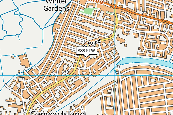 SS8 9TW map - OS VectorMap District (Ordnance Survey)