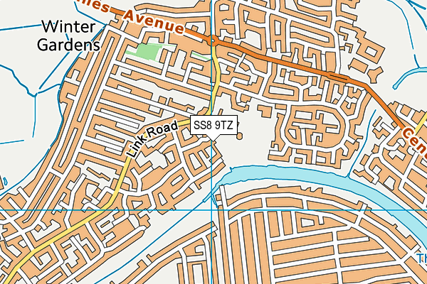 SS8 9TZ map - OS VectorMap District (Ordnance Survey)