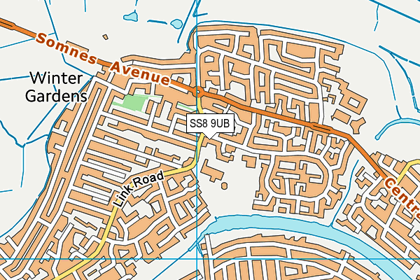 SS8 9UB map - OS VectorMap District (Ordnance Survey)