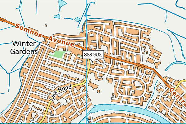 SS8 9UX map - OS VectorMap District (Ordnance Survey)