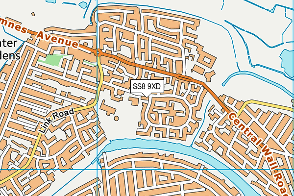 SS8 9XD map - OS VectorMap District (Ordnance Survey)