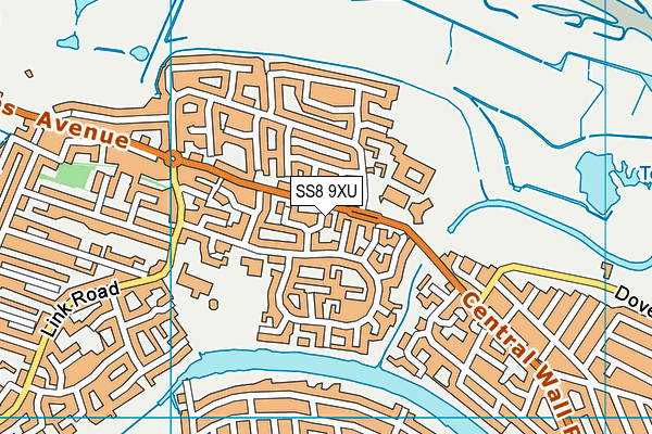 SS8 9XU map - OS VectorMap District (Ordnance Survey)