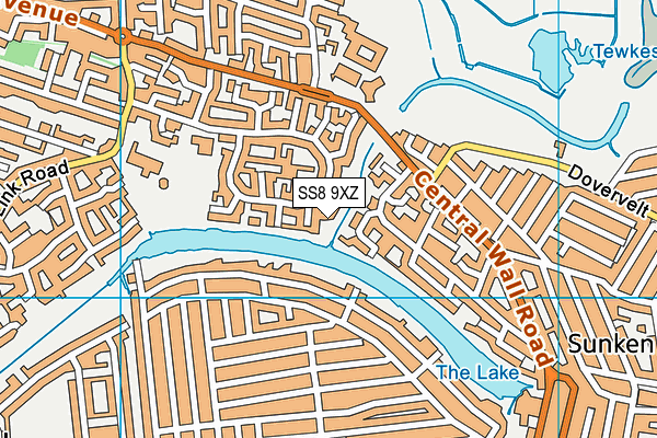 SS8 9XZ map - OS VectorMap District (Ordnance Survey)